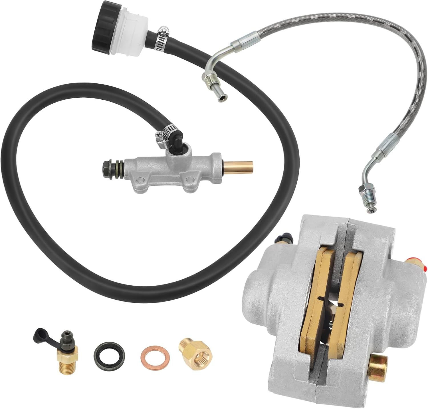 Rear Brake Caliper & Master Cylinder & Hose Line Compatible with Polaris Sportsman 500 335 Diesel 455 Worker 335 500 1998 1999 2000, OEM# 1910301 1930818 1910441 1910305 1910366 1930819 1930851