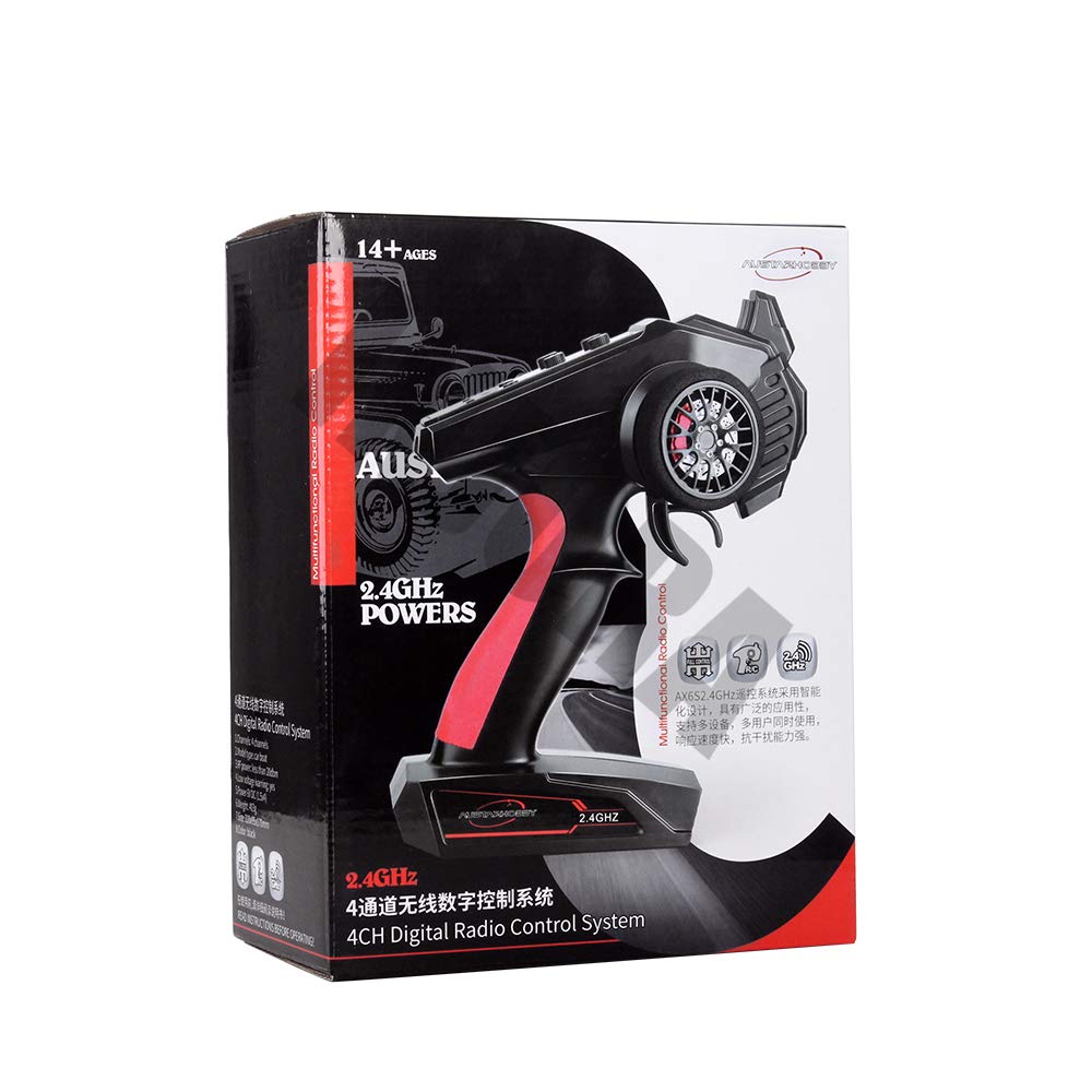INJORA Telecomando RC Car con ricevitore, 2,4 GHz, 4 canali, radio radiocomandata radiocomandata con ricevitore per RC Car RC Barca