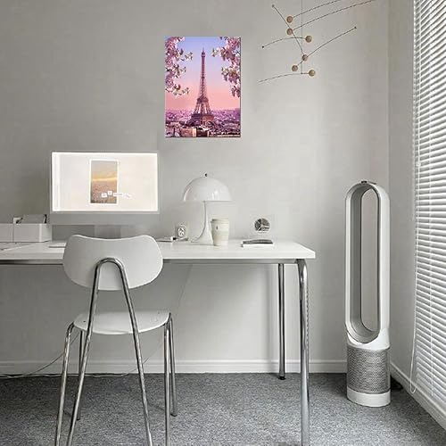 Miniatura 4 de Arte de pared con diseño de torre Eiffel de París en flor rosa, arte de pared para sala de estar, paisaje, decoración de oficina en casa, obra de