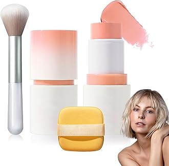Cream Blush Stick with Brush and Makeup Sponge,Waterproof Multi Cream Makeup Stick,Lightweight,Long-lasting,2 in 1 Multi Blush for Cheeks & Lip Tint & Eyeshadow I