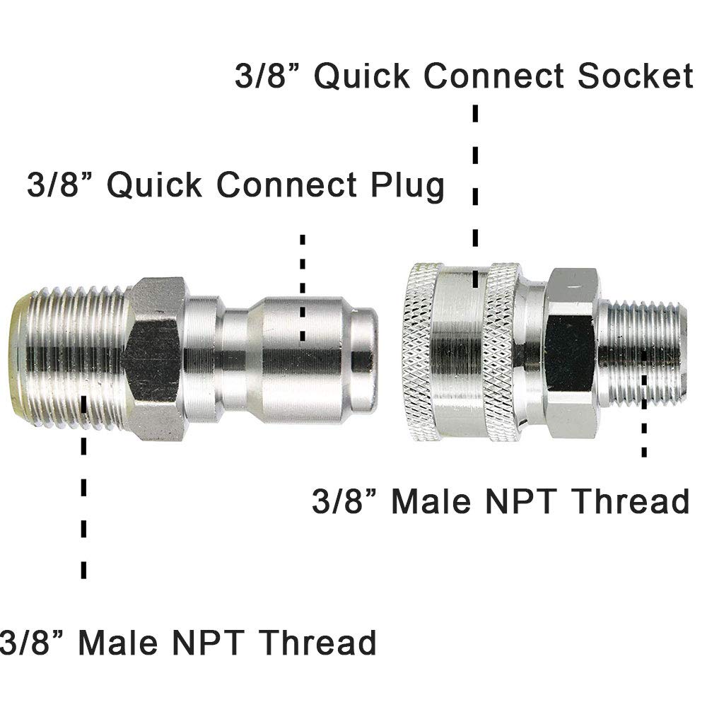 Set valvola a sfera ad alta pressione per tubo ad alta pressione, attacco rapido 3/8", 4500 PSI
