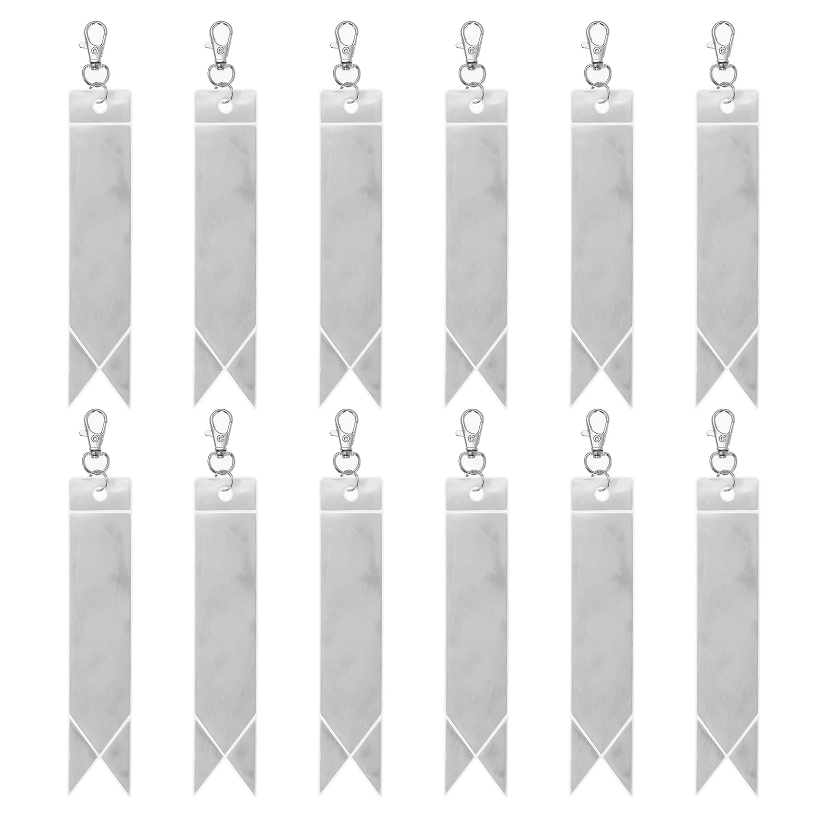 PATIKIL Safety Reflector 6"x1", 12 Pack Reflector Tag Pendant Reflective Safety Keychain Gear for Backpack Cycling Running Wheelchairs, Silver