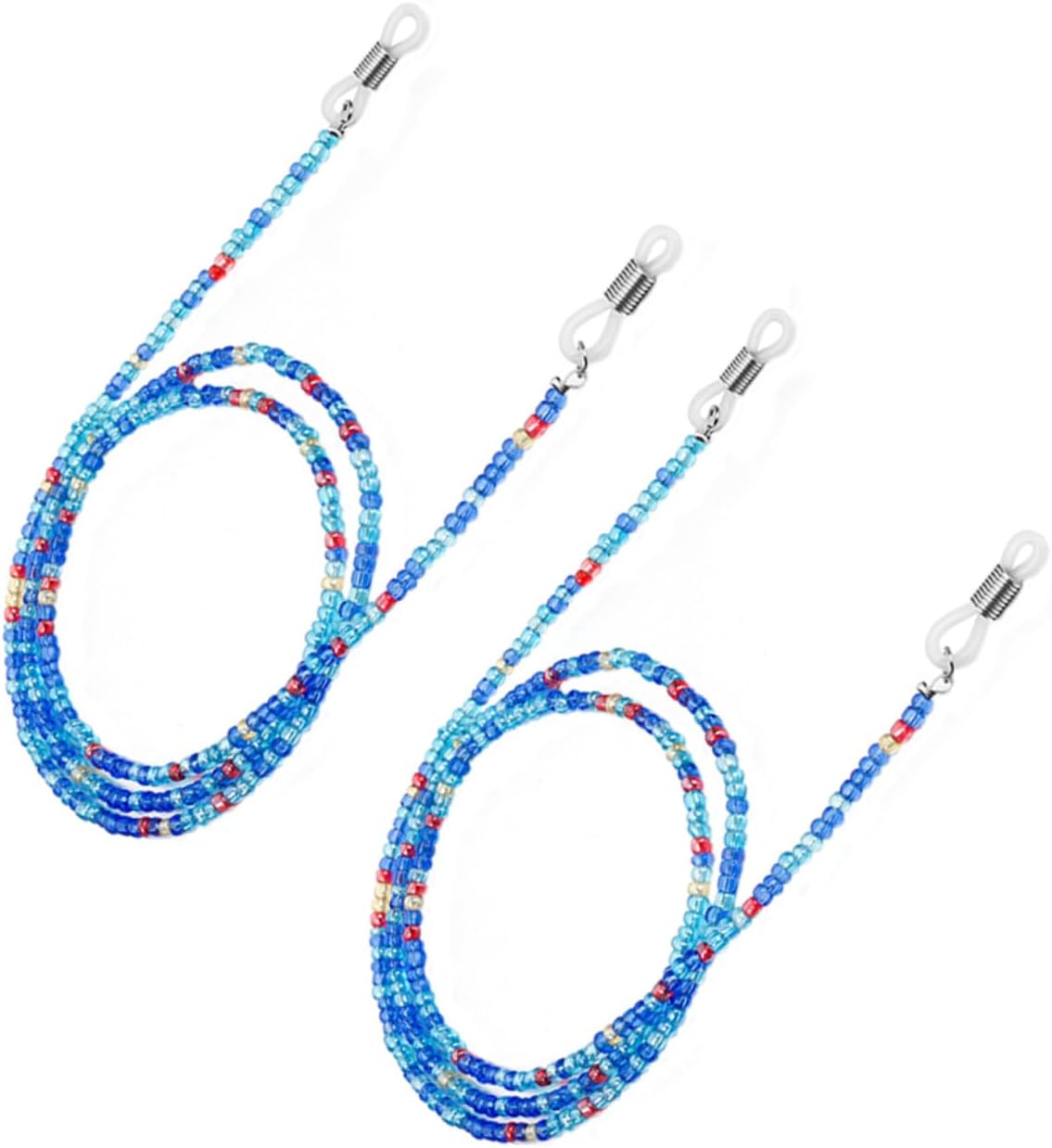 GLEAVI 2pcs Acrylic Beaded Eyeglass Chain with Anti-slip Strap Eyewear Retainer Cord for Women and Men, Glasses Holder Suitable for Daily Use and Outdoor Activities