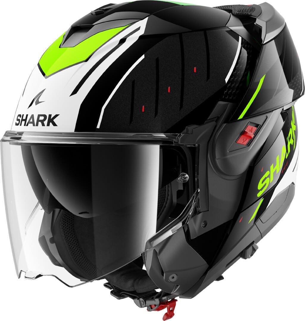 SHARK, Casco Moto Modulare OXO RYDGER Black White Yellow KWY, L