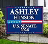 Ashley Hinson For Iowa Senate 2026 Yard Sign, Corrugated Senate Elections Race Red White & Blue Yard Sign with Metal H-Stake, VP35083, 24" x 18", Single Sided