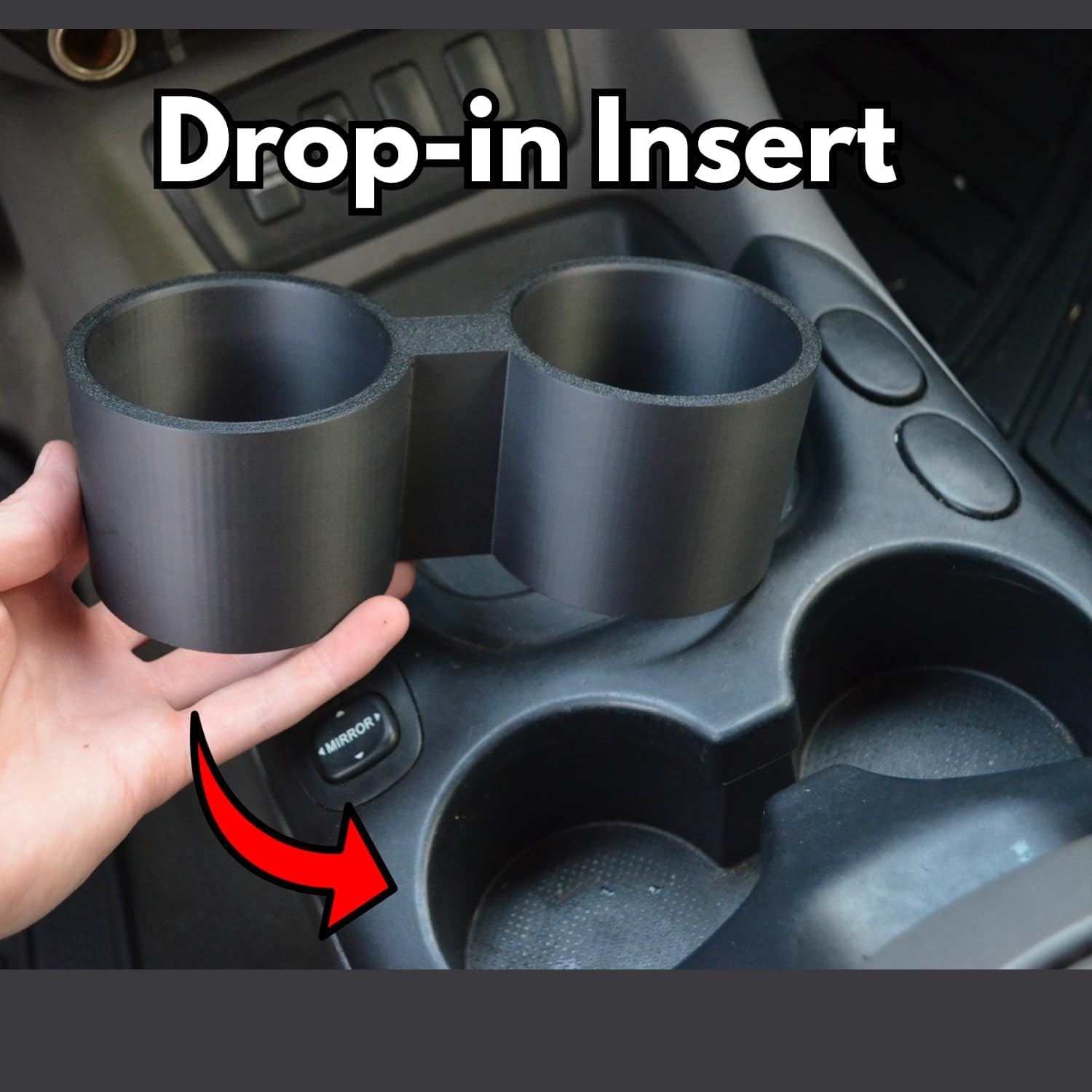 Cup Holder Insert for 2001–2007 Toyota Sequoia and 2004–2006 Toyota Tundra Double Cab, Center Console Cup Holder Replacement Insert, Fits Bottles, Tumblers and Cups