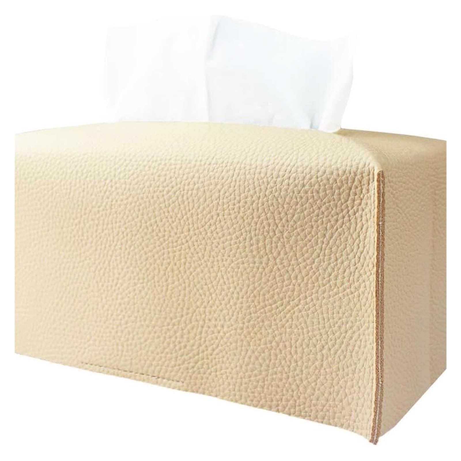Leather Tissue Box Cover Tissue Box Cover Square Decorative PU Leather Holder Modern Case Facial Paper Organizer Dispenser For Bathroom Countertop(Beige B)