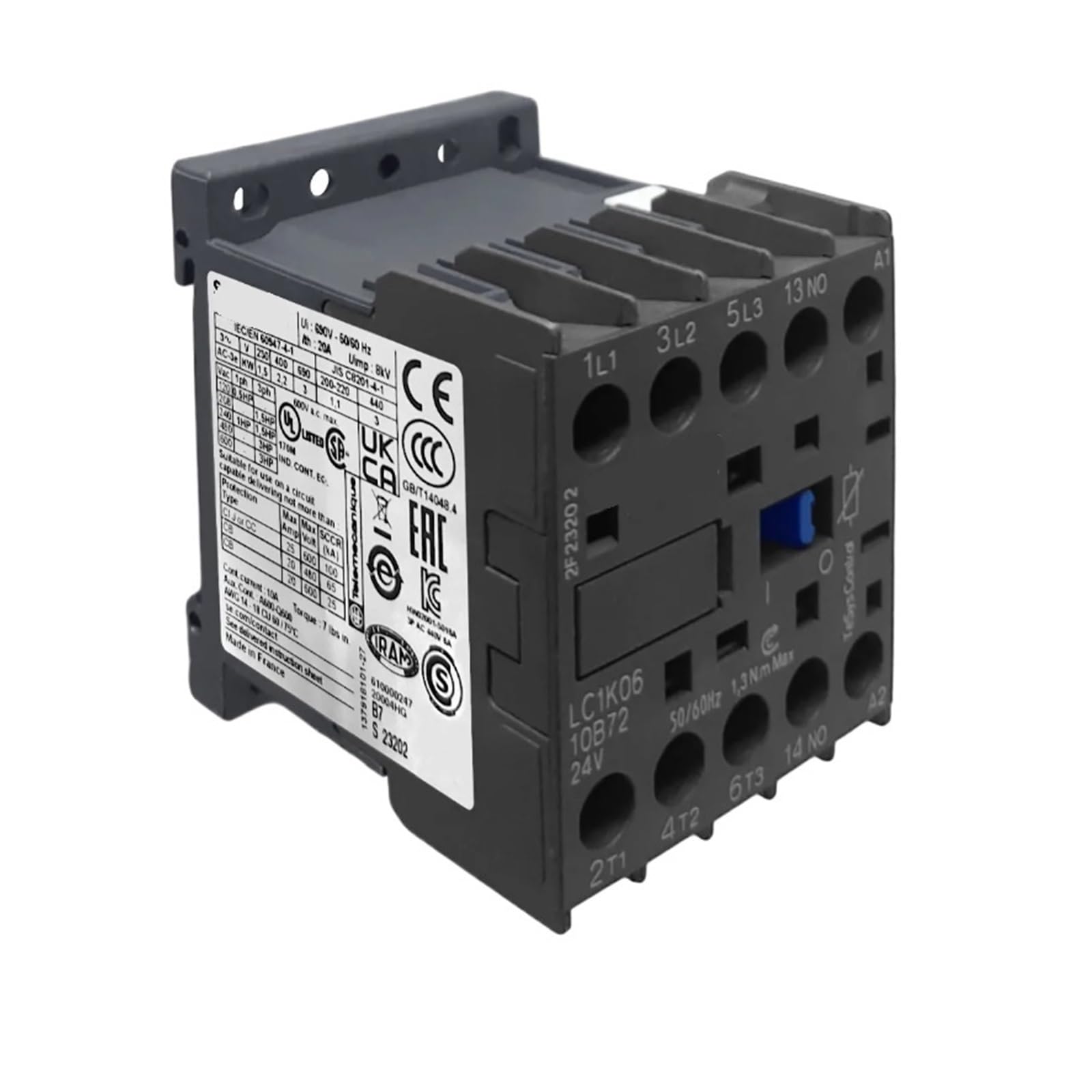 Contacteur LC1K0610B72 6A avec bobine basse tension 24V AC robuste