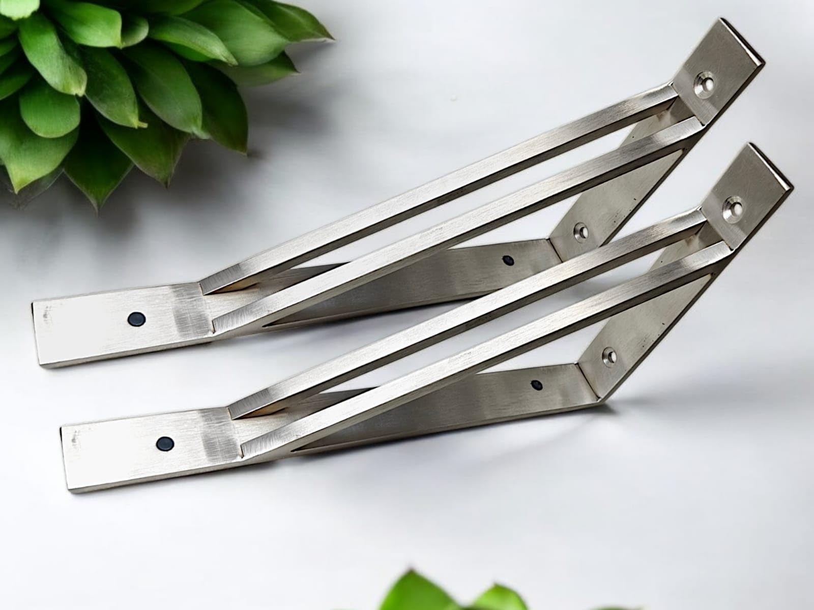 VicTac Heavy Duty 12 inch Solid Stainless Steel Shelf Angle L-Shaped Bracket with Dual Diagonal Braces with Screws for Home Kitchen Office Bathroom Wall Mount SS Brackets 300 x 150 mm — Amazon image 3