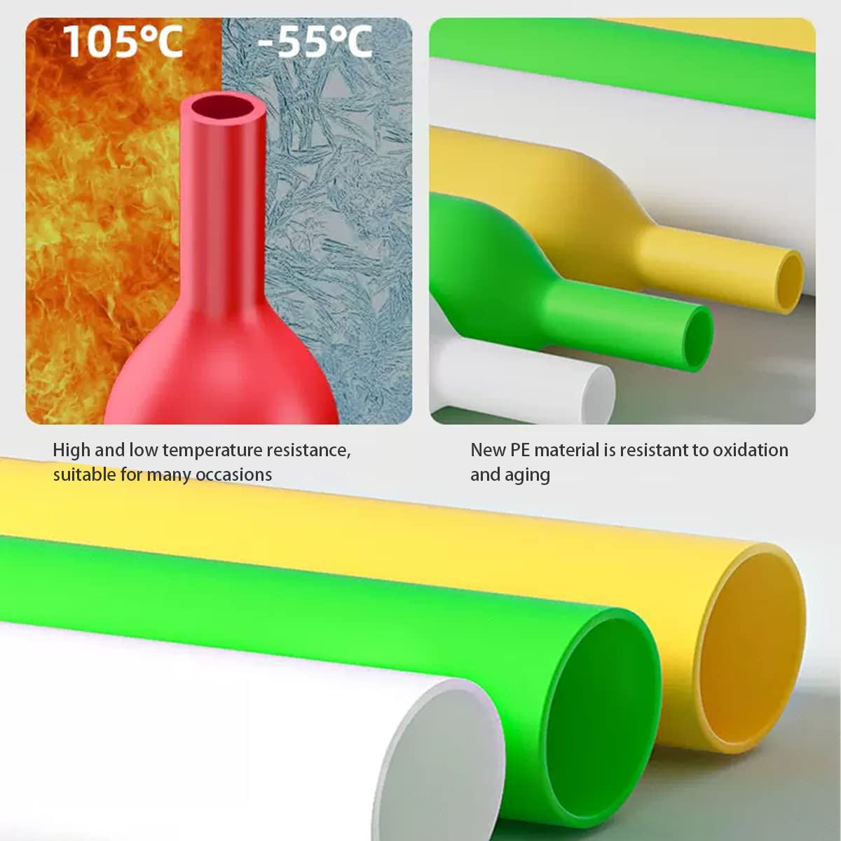 Guaina termorestringente Guaina termorestringente Rapporto 2:1 Protezione Isolante Ignifuga Guaina termorestringente Guaina Avvolgicavo Elettrico for Auto Kit di Fili Set 9 Dimensioni, Nero
