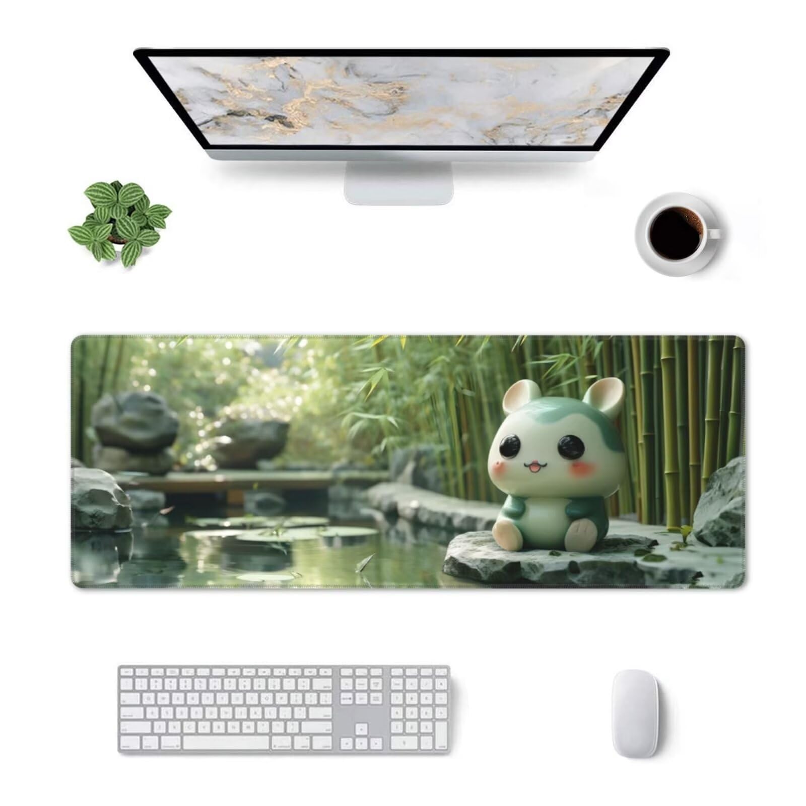 Tappetino Mouse, Tappetino Mouse Gaming Grande XXL 1500x800x3mm Tappetino Scrivania Mouse Pad, Base in Gomma Antiscivolo,Bordi Cuciti,Mousepad per Ufficio e Gaming (Animali della foresta di bambù R757