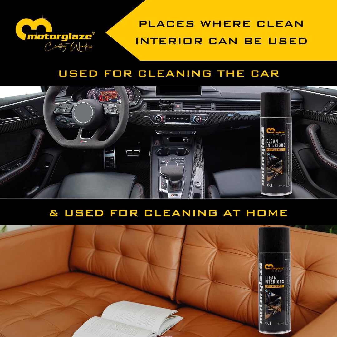 Clean Interiors Antimicrobial Foam Spray β Deep Cleansing Car Dashboard & Leather Seat Cleaner, Removes Contaminants, Restore natural look. Car Interior cleaner (Foam Based)