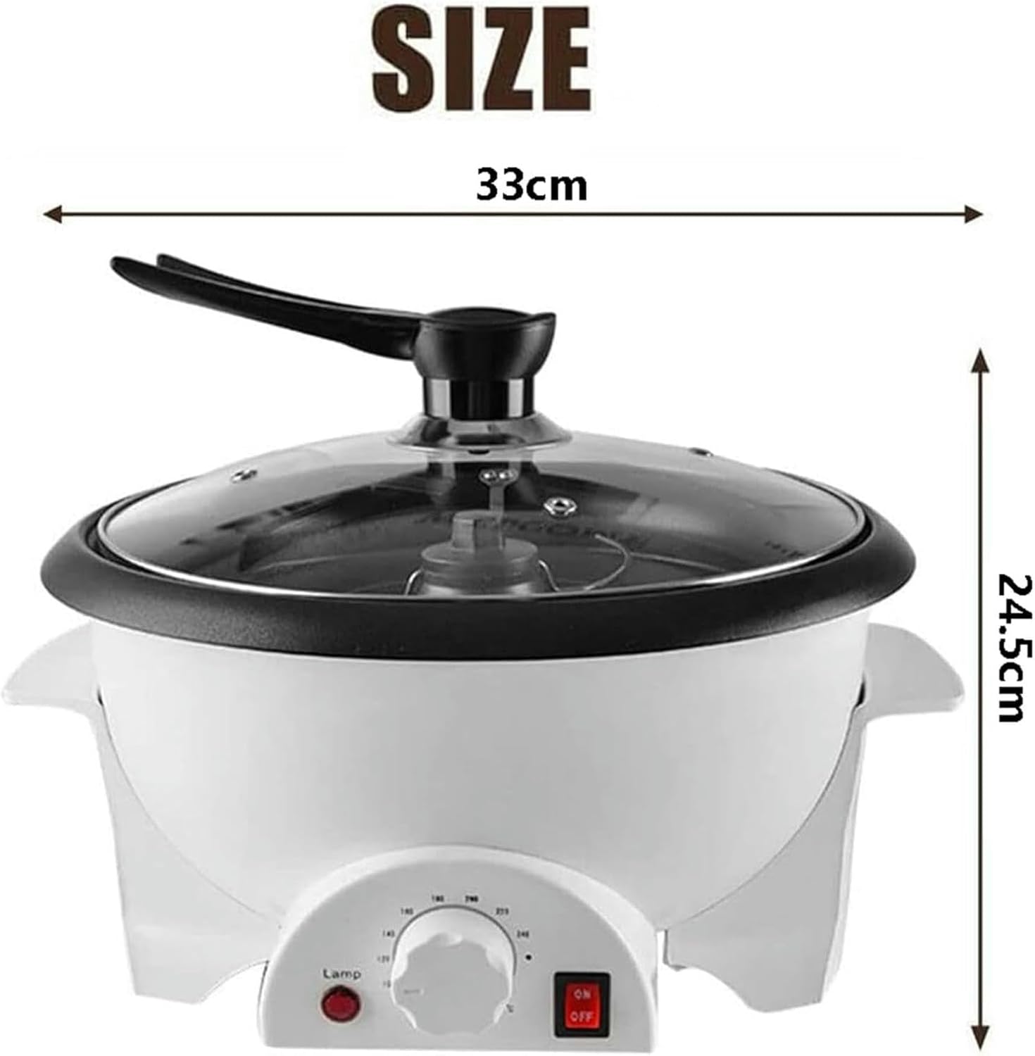 Wzglod Coffee Beans Roasting Machine 0-240°C Small Household Machine for Coffee Shortage, Temperature Adjustment of Peanut Beans, Visualization Design of Tempered Glass Lid - Thermostat