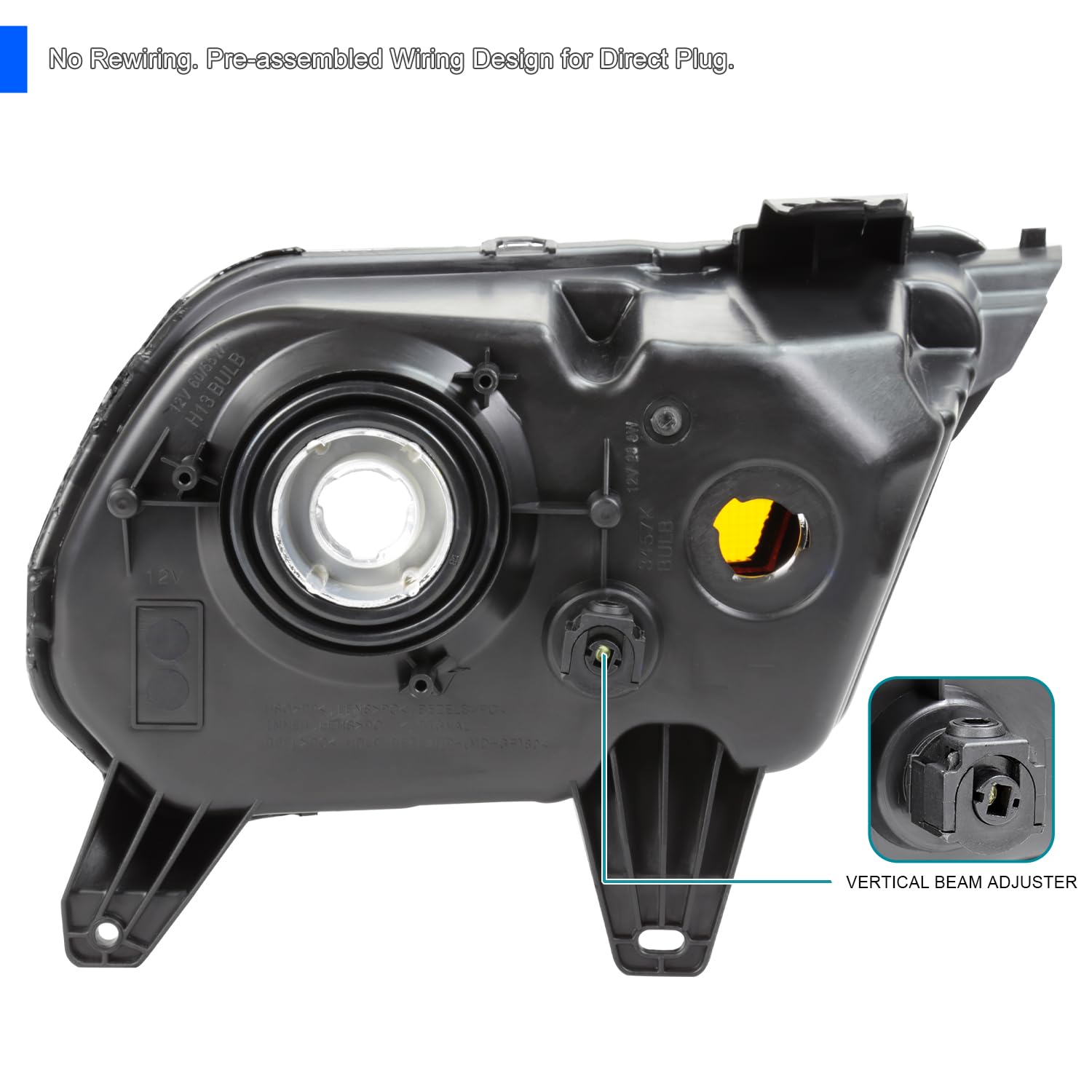 Amazon | SPEC-D TUNING ブラック ファクトリースタイル ヘッドライト