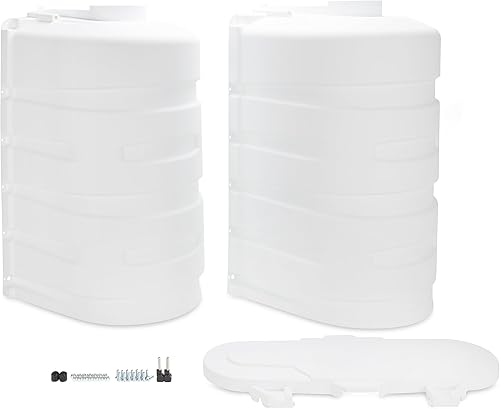 Miniatura 6 de Camco Cubierta de tanque de propano doble para caravana  Cuenta con panel superior con bisagras y diseño moldeado personalizado  Se adapta a (2)