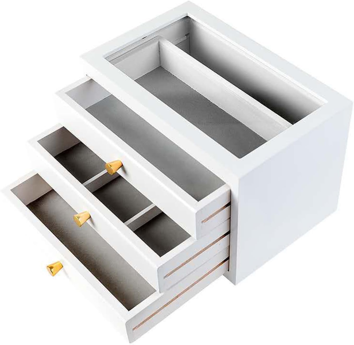 MARURY Girl Wood Desktop Storage Box, Double Layer Large Jewelry Storage Box Organizer, Jewelry Drawer Necklace Ring Watch Organizer