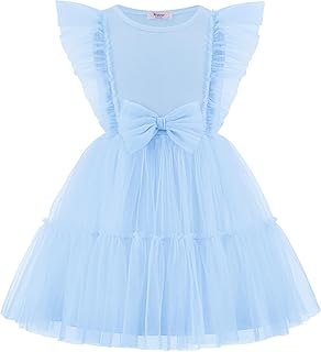 Toddler Tutu Dress Girls Tulle Ruffle Bowknot Dresses Summer Wedding Birthday Party Formal Princess Dress 2-6T