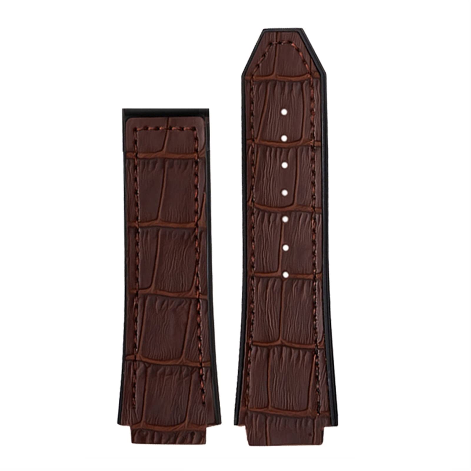 25 * 19mm Real Cow Leather Rubber Watchband For HUBLOT Classic Fusion Universe Big Bang Series Men Belt Watch Band Butterfly Buckl