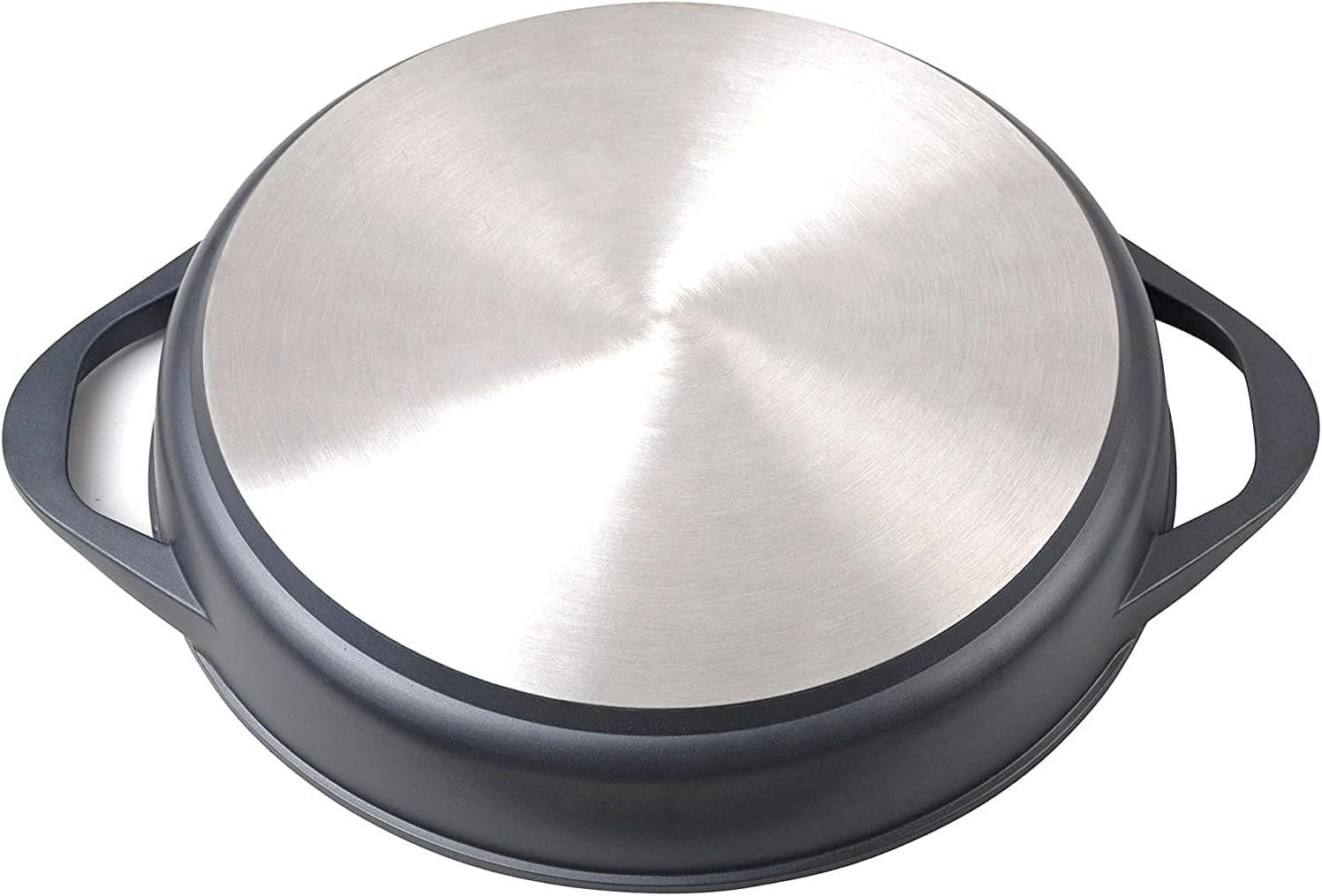 WECOOK! Ecostone Casseruola Bassa Induzione Coperchio di Vetro 40cm, Antiaderente XTRA DUPONT Ecologico senza PFOA, Alluminio Fuso, 5mm di Spessore, Maniglie in Silicone, Vitroceramica, Gas, Forno