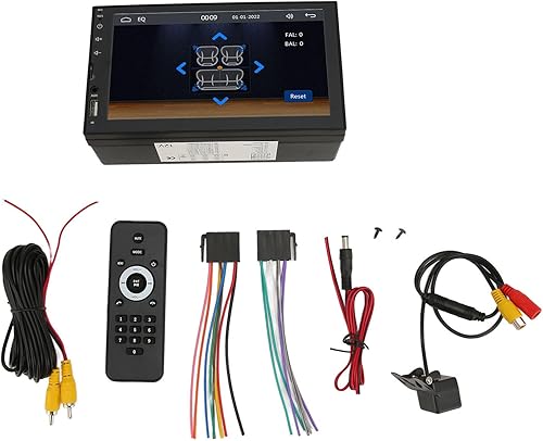 Estéreo de coche con pantalla táctil de 7 pulgadas, reproductor MP5 Bluetooth para coche con soporte de cámara inversa LED Carplay con cable,