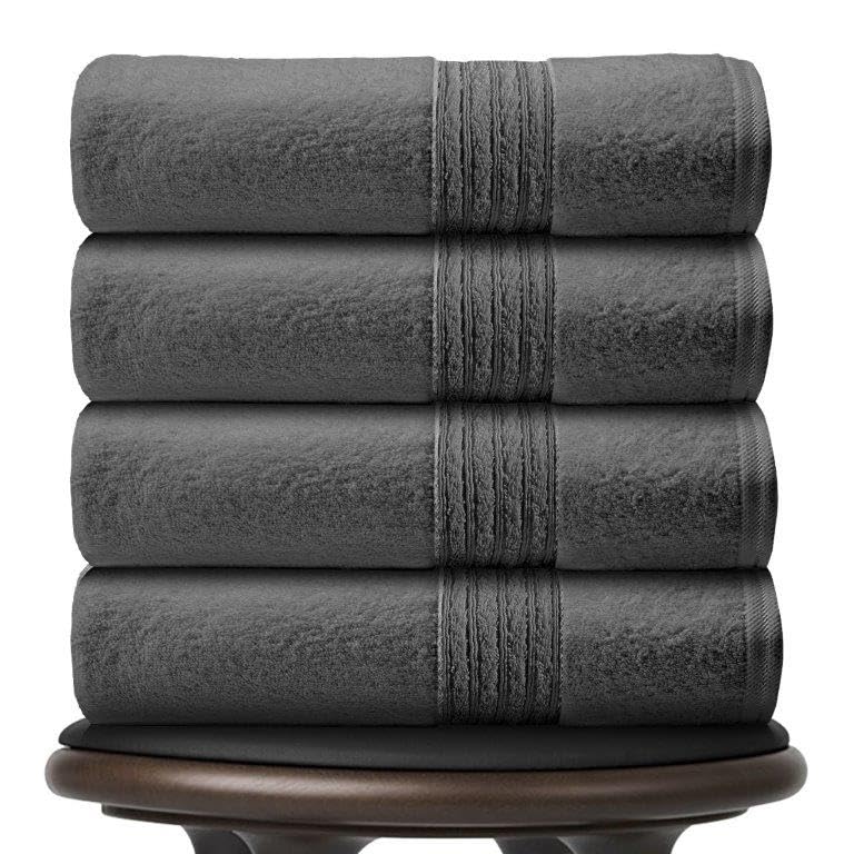 GC GAVENO CAVAILIA Pack of 4 Jumbo Bath Sheets 450 GSM 80x170 Cm Charcoal