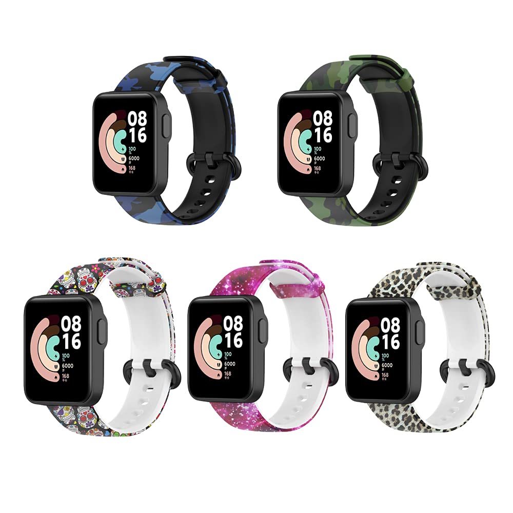 BemodstStrap Compatible for Xiaomi Mi Watch Lite, 5 Pcs Silicone Sport Pattern printing Wristband Armbands for Mi Watch Lite/Redmi Watch