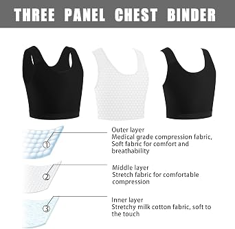 XUJI Breathable Half Chest Binder for Transgender FTM Pullover Binder