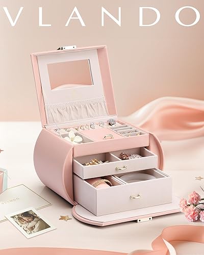 Miniatura 8 de Caja de joyería Vlando para niñas estilo princesa diseñada en Países Bajos regalo fabuloso para niñas color rosa