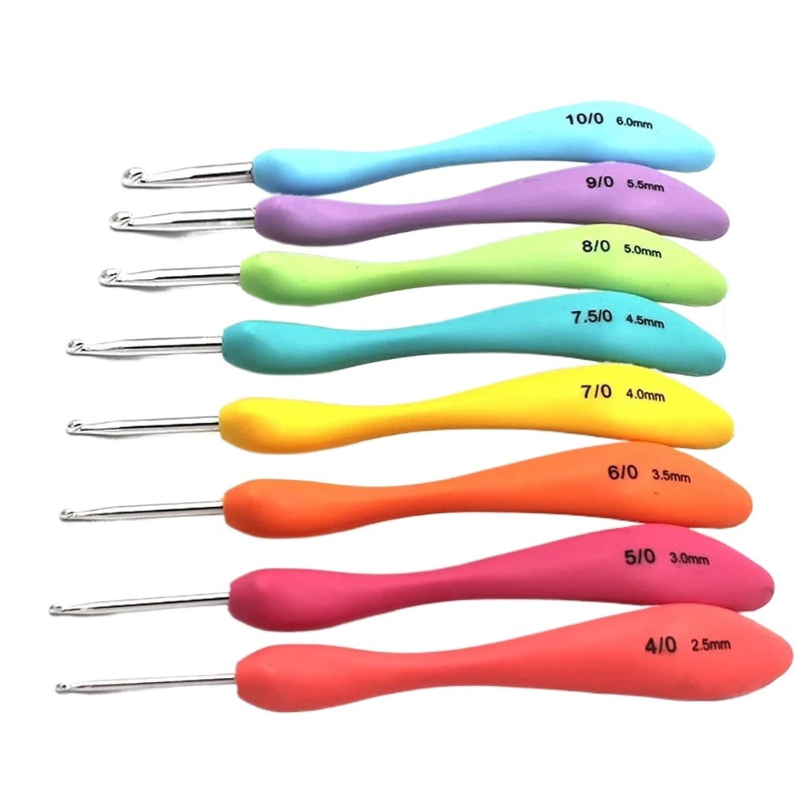 L6NqIAG Crochet Kit 8pcs Crochet Hook 2.5-6.0mm Aluminum Needles with Colorful Rubber Grip Cushioned Handles Knitting