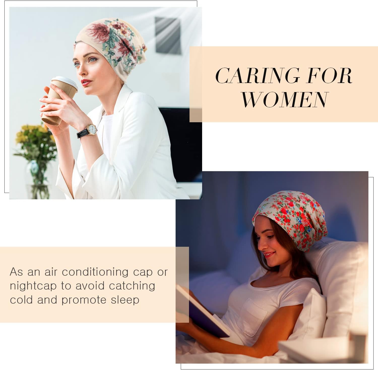 SATINIOR 5 Pieces Women's Slouchy Beanie Chemo Hat Stretch Cancer Head Wraps Sleep Head Scarf for Cancer Patient