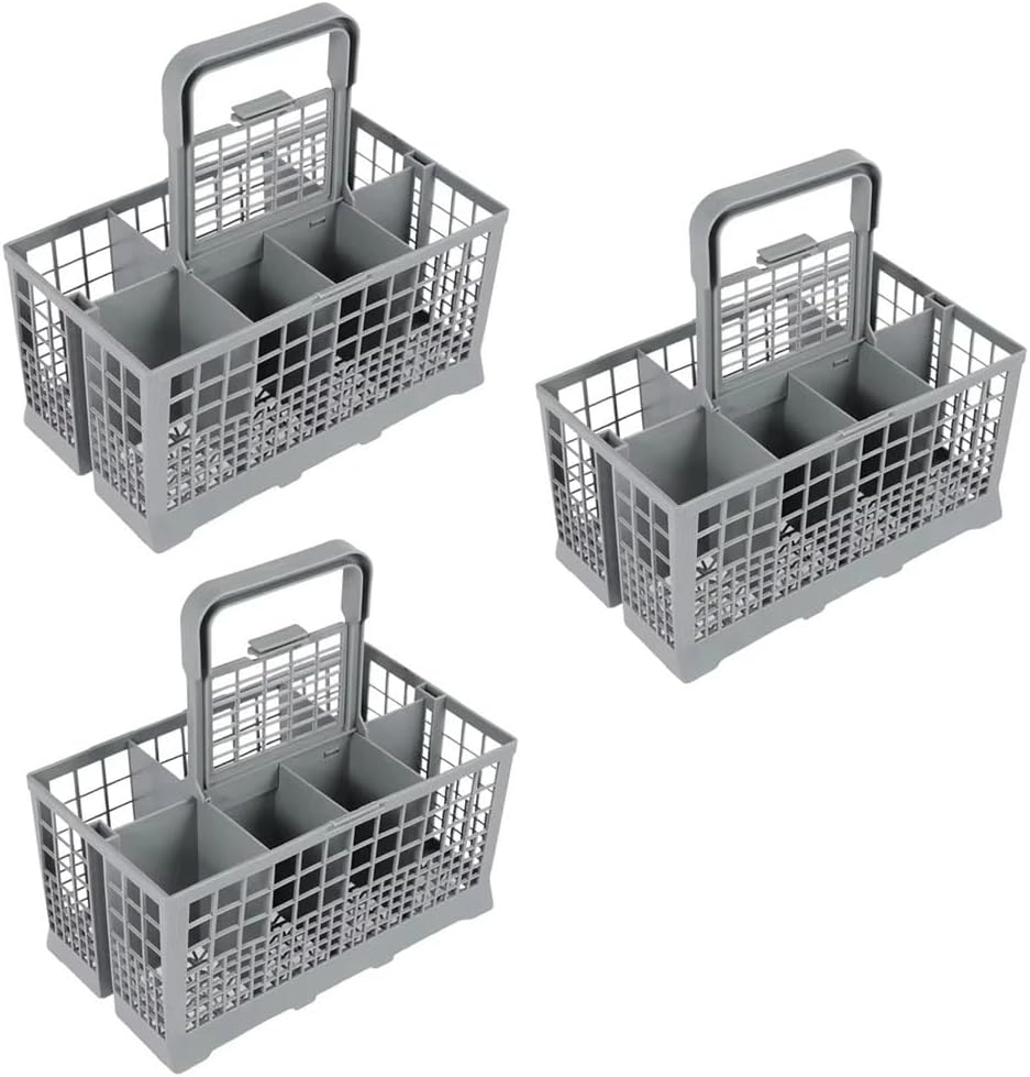 Dishwasher Cutlery Basket Universal Foldable Dishwasher Basket Replacement Rack Accessory Cutlery Holder for Kitchen Fork Spoon(Grey 3PCS)