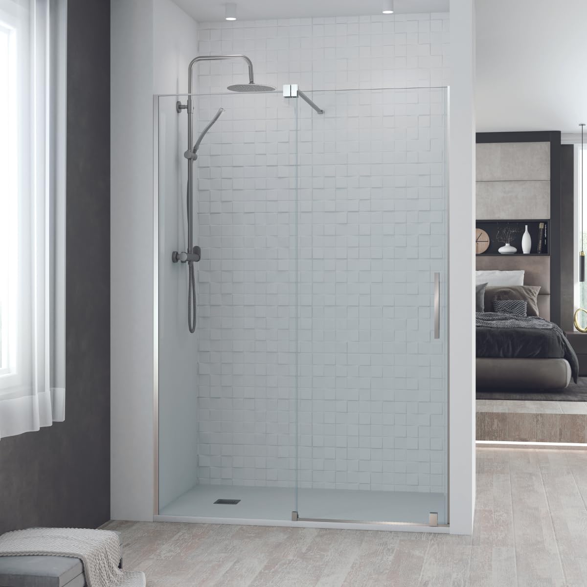 Mampara Ducha Frontal Corredera 1 Puerta 1 fijo | Mampara Ducha Corredera Cristal Templado 8mm Antical | 195cm de Altura Transparente | Mampara Ducha Frontal 170cm (Adaptable 165,1-170cm)