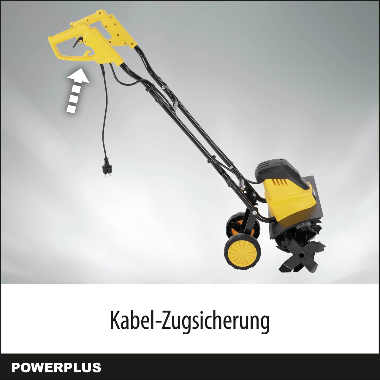 Power Plus Elektrische Gartenfräse POWXG72010-1500 W Gartenhacke mit 6 Messer zum Fräsen, Arbeitstiefe max. 220 mm, 450 mm breit, Elektrische Motorhacke, Gartengeräte