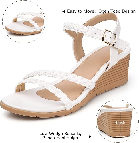 Miniatura 4 de SHIBEVER Wedge Sandals for Women Dressy Summer Low Wedges Womens Comfortable Open Toe Sandal