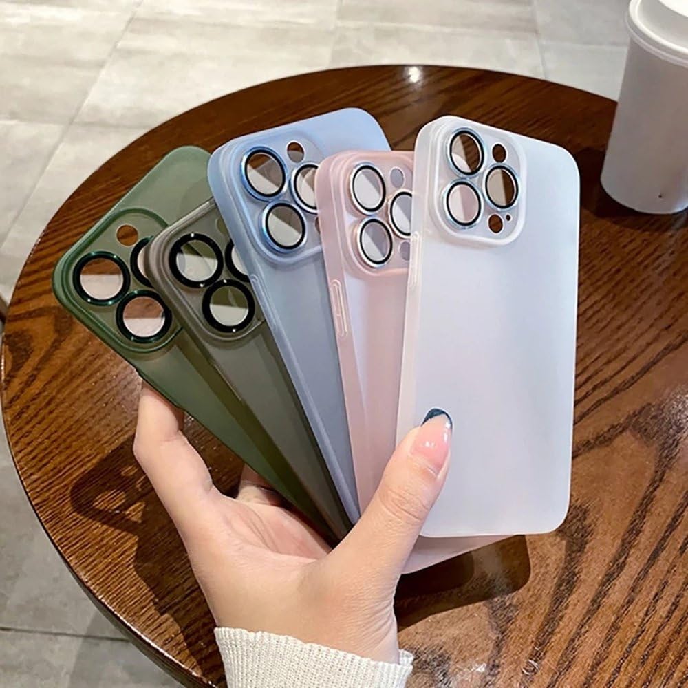 Custodia opaca ultra sottile traslucida per iPhone 15 14 13 12 11 Pro Max, protezione per fotocamera in vetro metallico, custodia rigida, verde, per iPhone 13