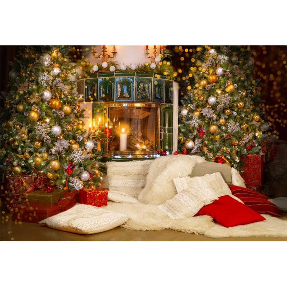 Fondos De Navidad Renaiss 12x10ft Christmas Fireplace Backdrop For ...