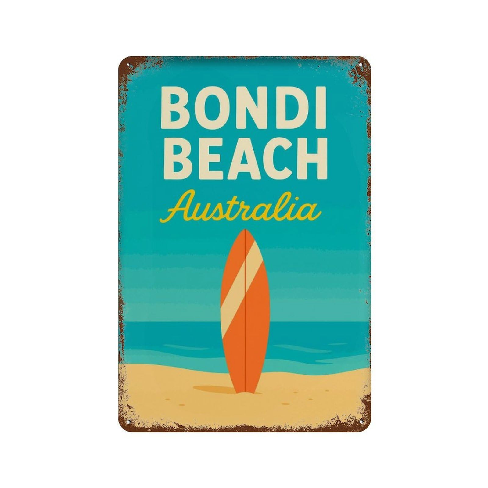 xiaoxiaoshen Bondi Beach Australia Scenic Coastal Wanderlust Wall Decor Art Metal Tin Poster Modern Home Decor Art Home Bar Shop Decorations Vintage Sign 30x20cm