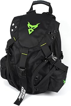 MOTO CENTRIC Motorcycle Helmet Backpack, Large Capacity Storage Bag with Rainproof Cover, Reflective Green