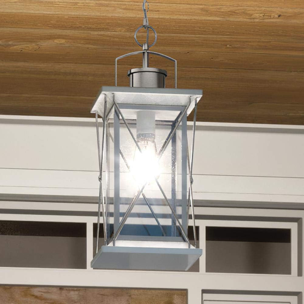 Urban Ambiance Luxury Colonial Outdoor Pendant Light, Large Size: 21" H x 9" W, with Tudor Style Elements, Stainless Steel Finish, UHP1221, Longmont Collection