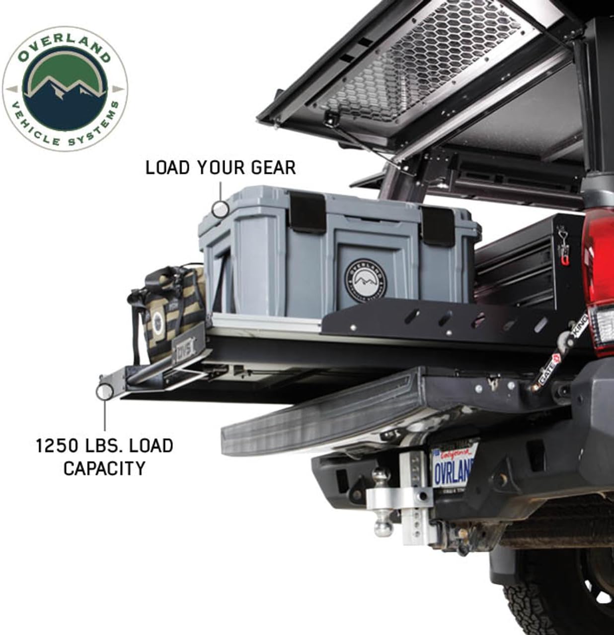 Overland Vehicle Systems Bed Extension for Pick Up Trucks - 75% Extension and Supports up to 1250 lbs - Steel Frame Construction - Universally Sized (Full-Size Truck - Short Bed - 5.5 ft. Length)