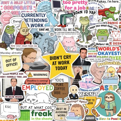 100Pcs Funny Work Stickers, Waterproof Vinyl Coworkers Decals - Work Stickers for Laptops, Water Bottles, Notebooks, Scrapbook, Funny Gifts for Coworkers, Office Decals
