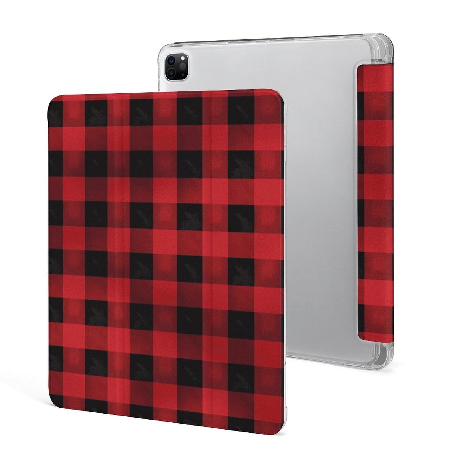 Coque iPad Pro 12.9 à motif écossais rouge avec support et porte-stylet - 7