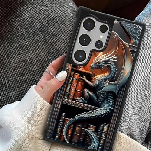 ZHEGAILIAN Case for Samsung Galaxy S26 Ultra, Shockproof 4 Corner Air Cushion + Soft TPU Bumper with Anti-Slip Grip & Stylish Pattern for Men Boys & Woman Girls Black Bookish Dragon by ZHEGAILIAN - Used condition - Image 7