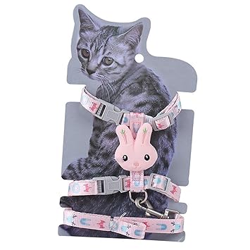 Aswadh Cat Traction Rope Pet Training Collars Best Cat Lover Gifts for Outdoor Pink L