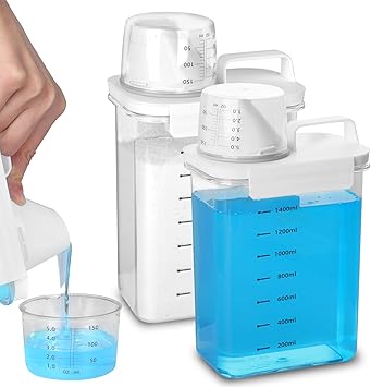 2300ml Waschmittel Spender Mit Messbecher - Luftdichte Aufbewahrung Für Pulver & Weichspüler