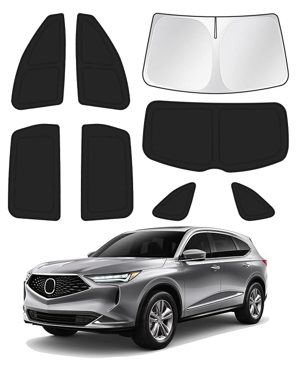 Canvcle Sunshade for 2021-2025 2026 Acura MDX Accessories Windshield Sun Shade Side Rear Window Shade Cover Sun Visor Shield Privacy Protection Keep Vehicle Cool Black 8PCS by Canvcle - Used condition - US$54.97