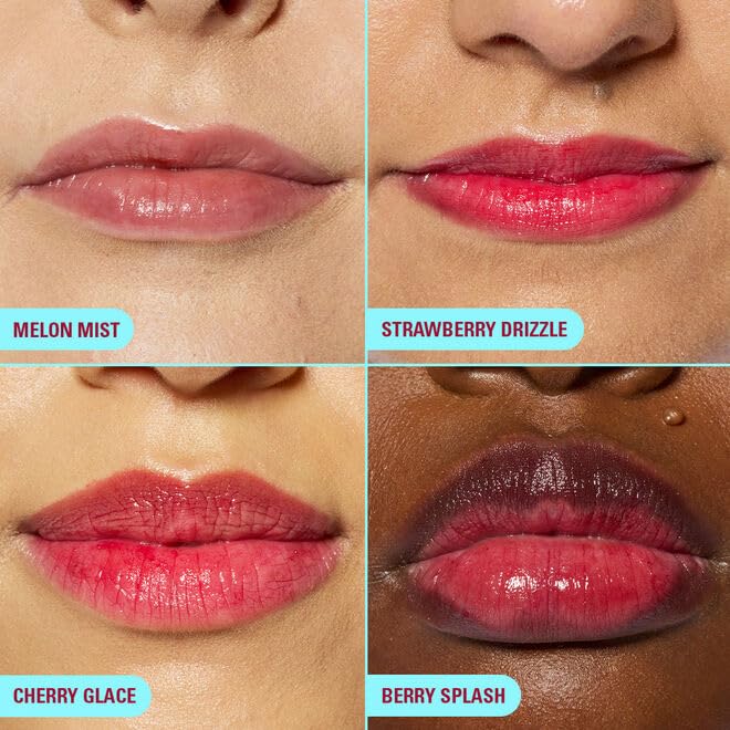 Image of Makeup Revolution Kiss Drip Water Lip Tint 3ml - Cherry Glace | Sheer Buildable Glossy Lip Tint | Hydrating Formula with Shea Butter, Vitamin E & Hyaluronic Acid | Lightweight Dewy Finish