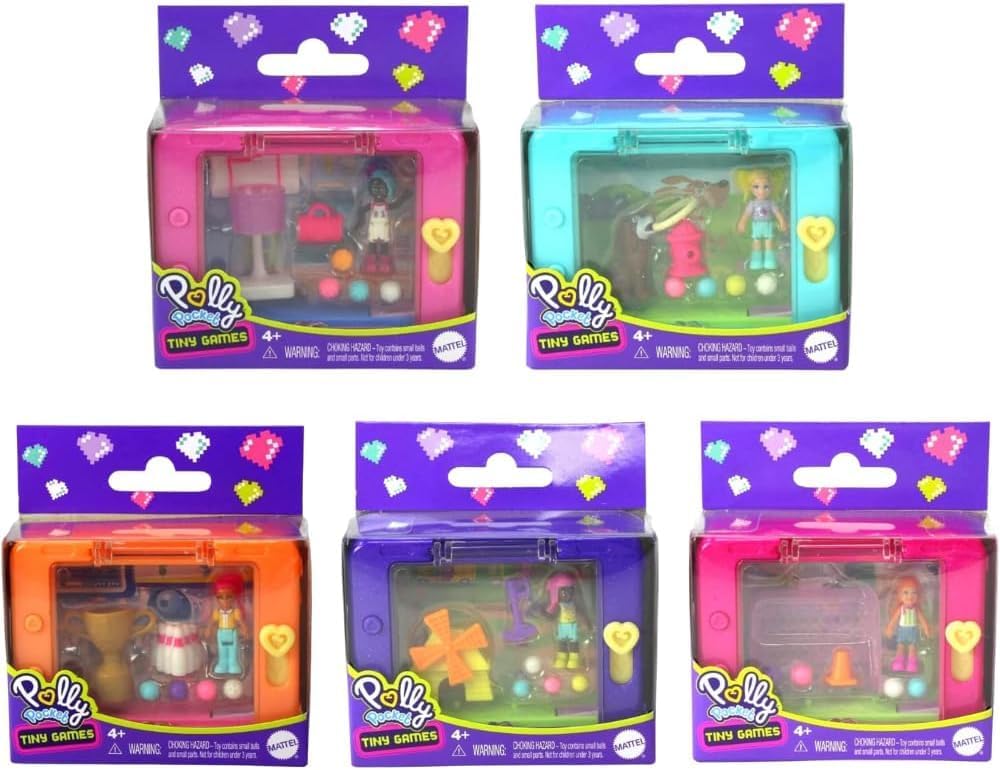 Polly pocket tiny games playset pack of all 5 amazon co uk toys games