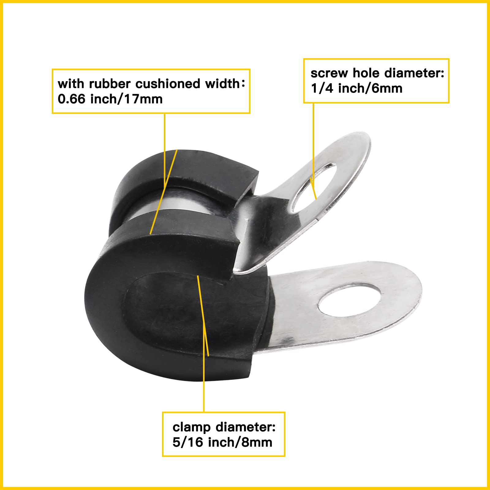 LOKMAN Edelstahl-Kabelklemmen, 20 Stück, 3/8 Zoll, Gummiert – Für Rohre, Kabel, Schläuche