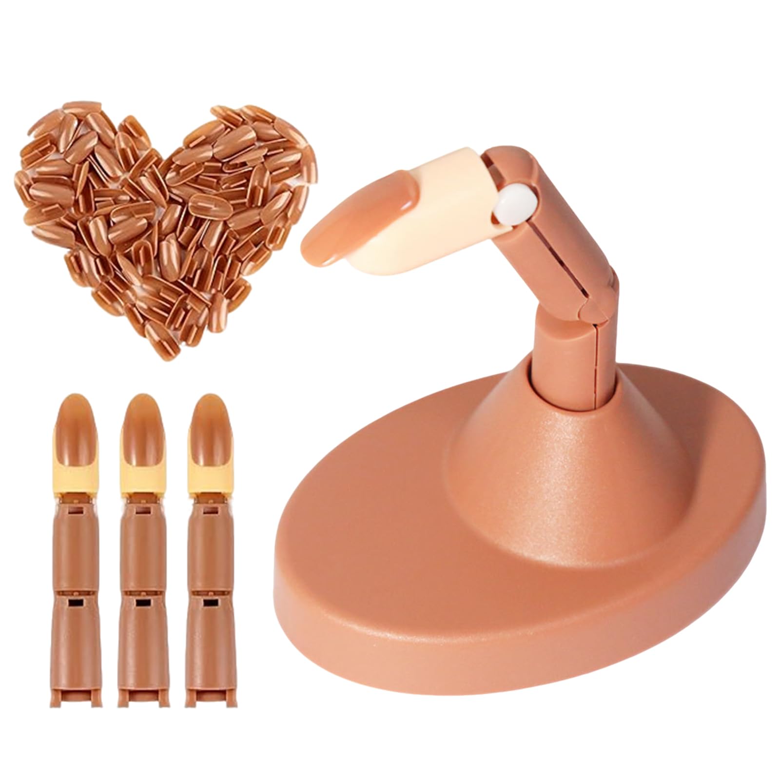 practice hand for acrylic nails - Homiladi 3 Pcs Adjustable Nail Practice Hands with 100 Brown Tips
